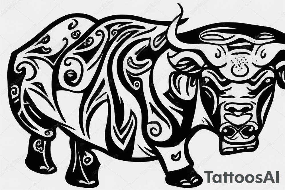 A Bull Taurus walking tattoo idea