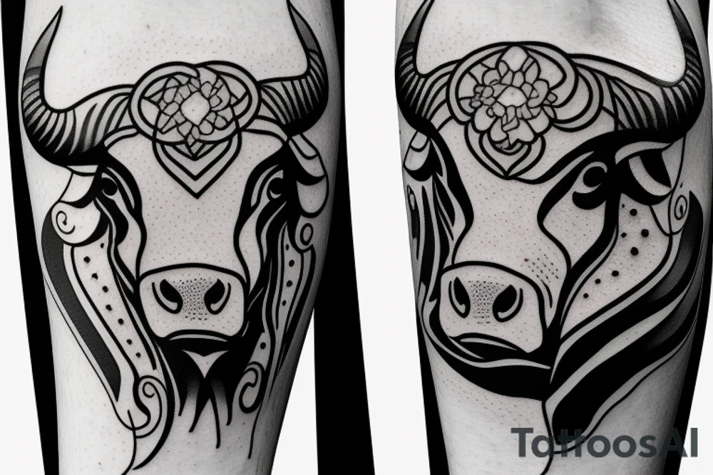 A Bull Taurus walking tattoo idea