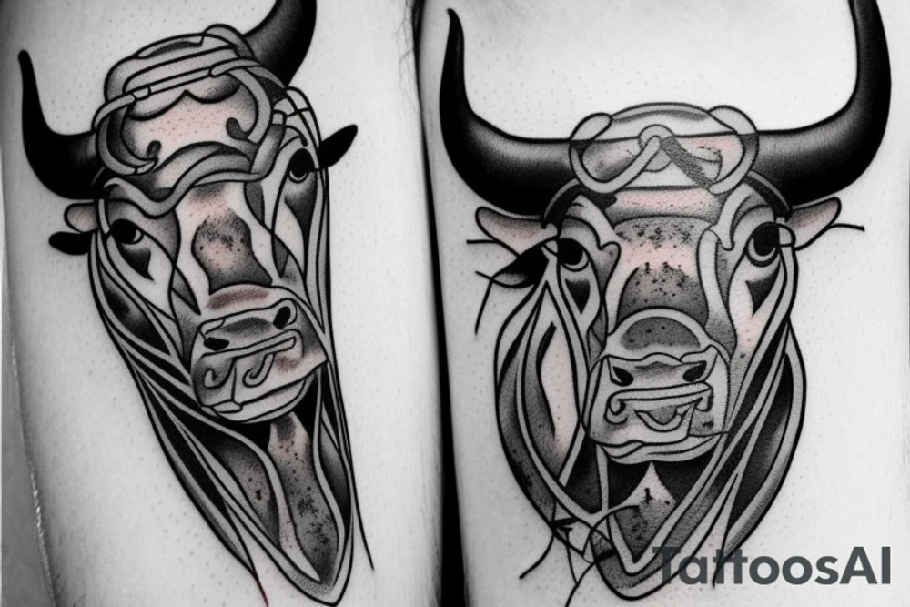 A Bull Taurus walking tattoo idea