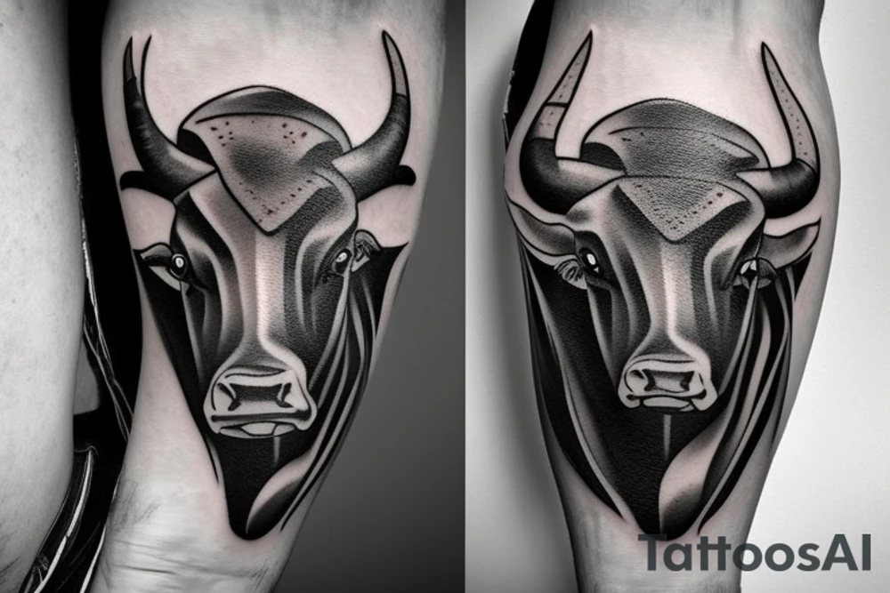 A Bull Taurus walking tattoo idea