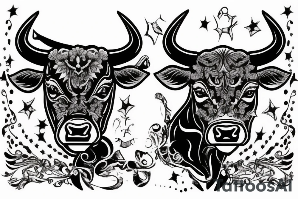 A Bull Taurus walking tattoo idea