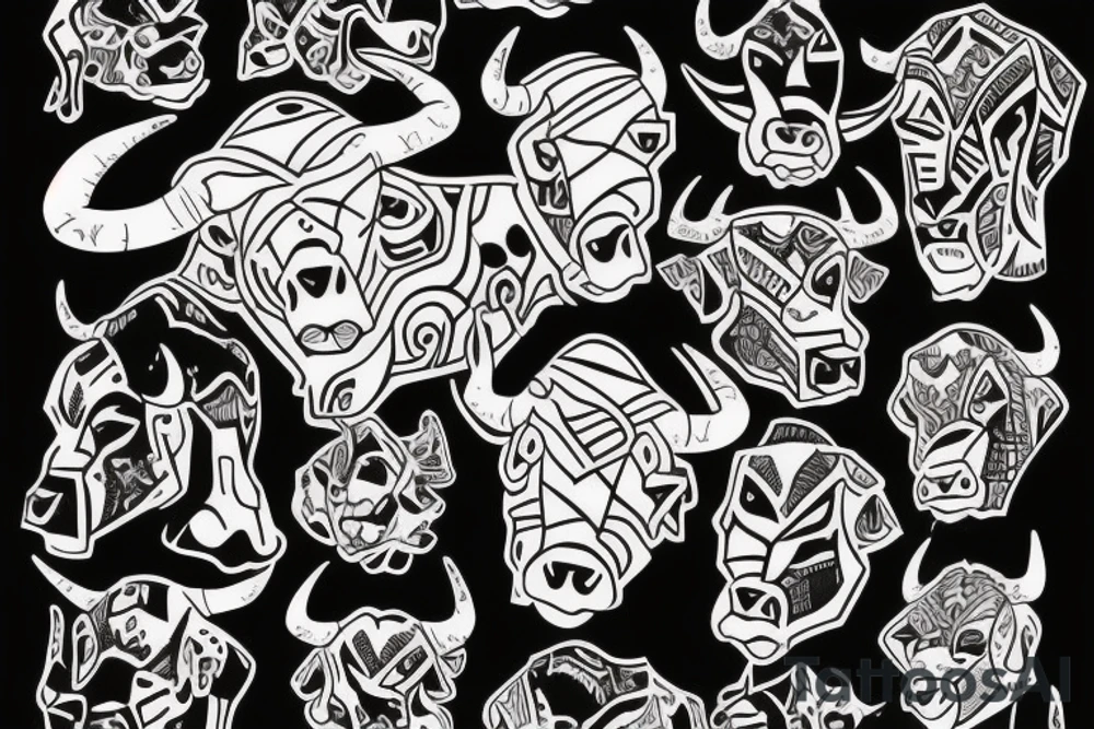 A Bull Taurus walking tattoo idea
