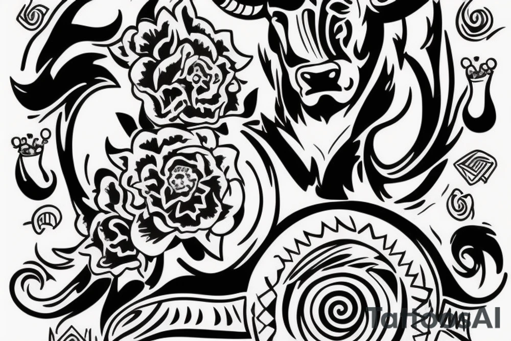 A Bull Taurus walking tattoo idea