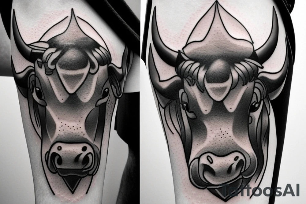 A Bull Taurus walking tattoo idea