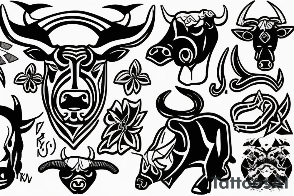 A Bull Taurus walking tattoo idea