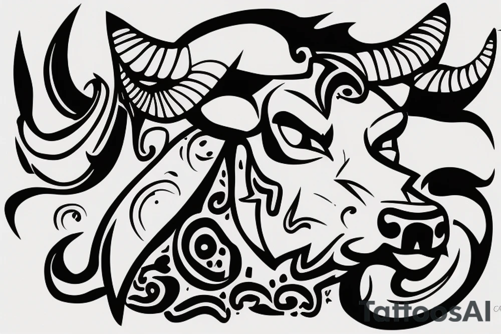 A Bull Taurus walking tattoo idea
