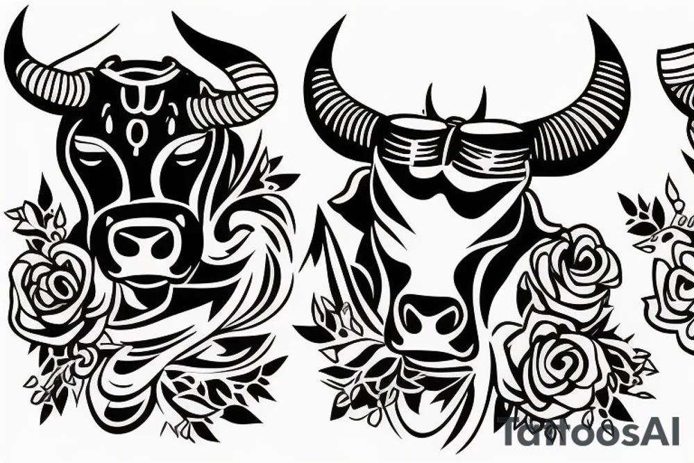 A Bull Taurus walking tattoo idea
