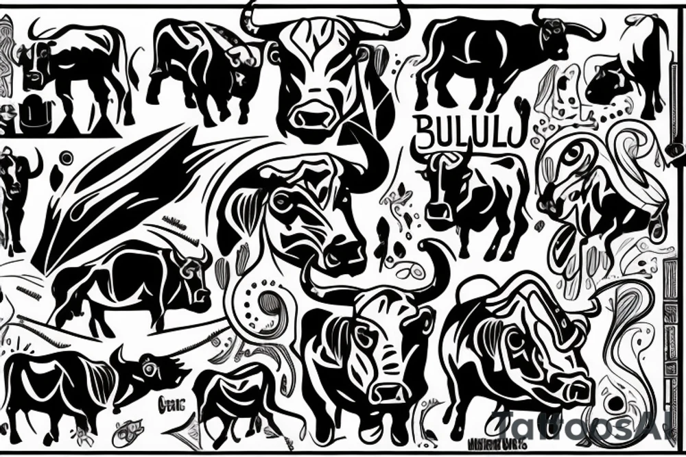 A Bull Taurus walking tattoo idea