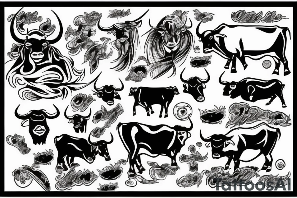 A Bull Taurus walking tattoo idea