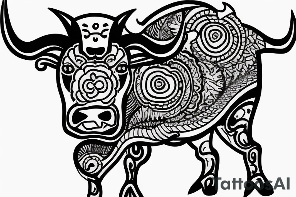 A Bull Taurus walking tattoo idea