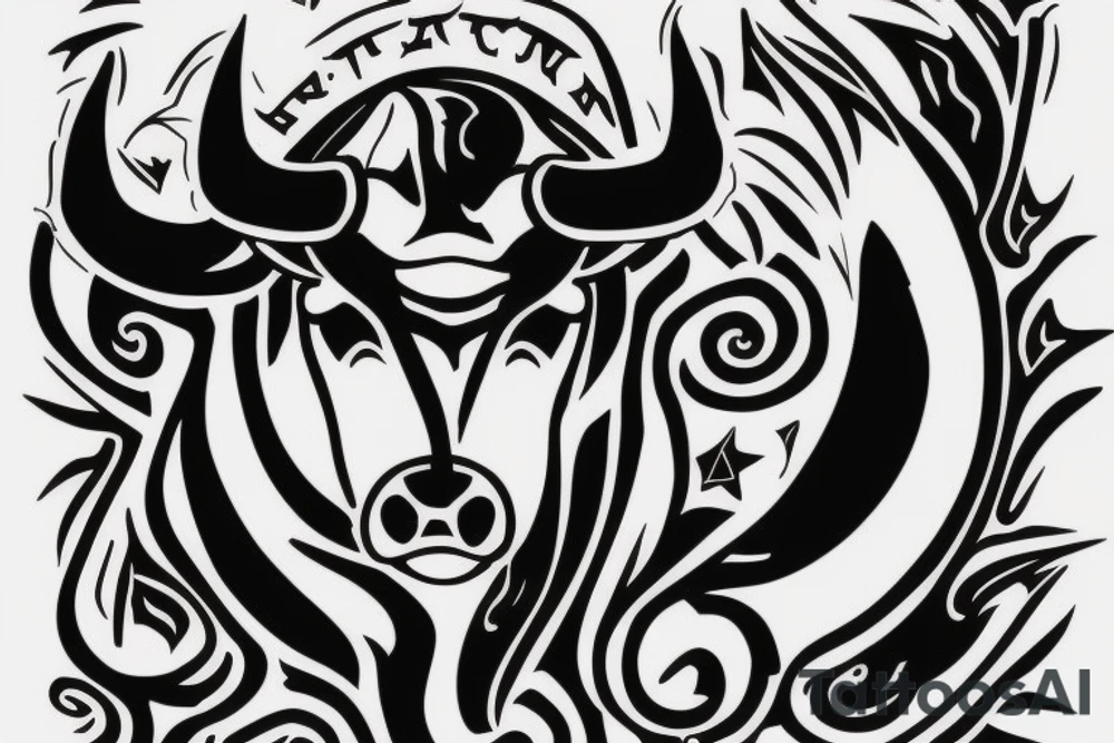 A Bull Taurus walking tattoo idea