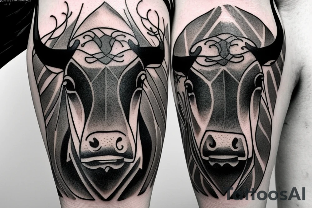 A Bull Taurus walking tattoo idea