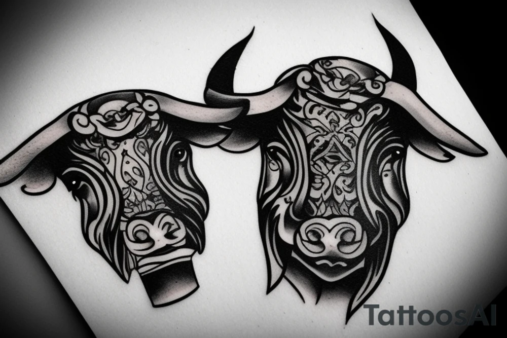A Bull Taurus walking tattoo idea