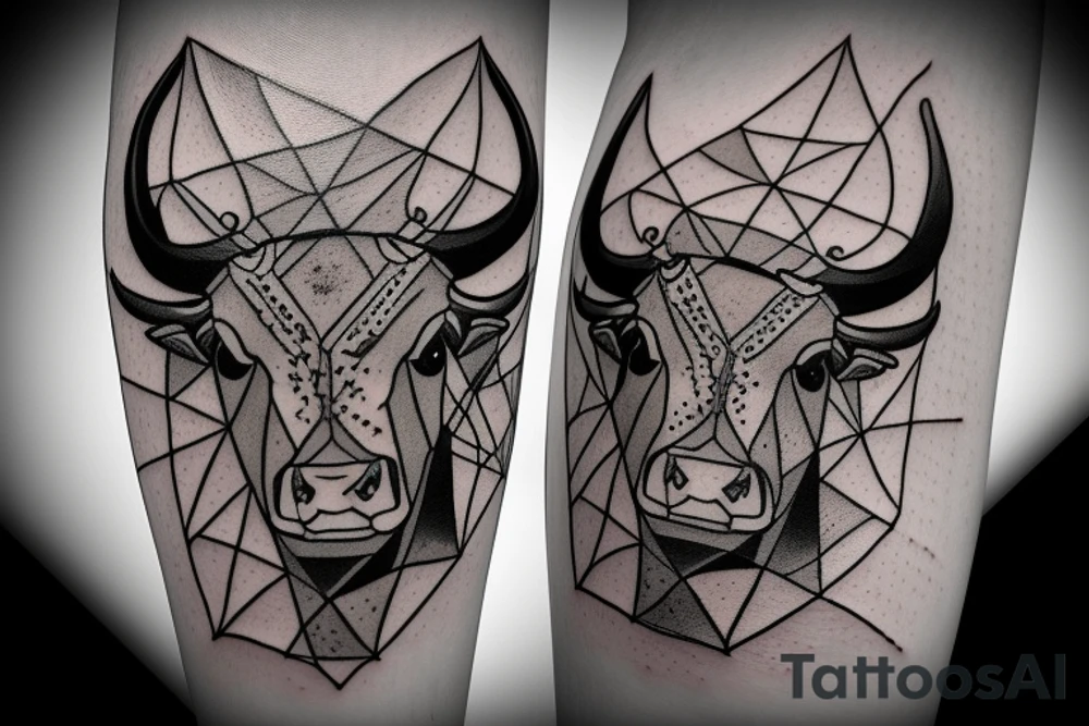 A Bull Taurus walking tattoo idea
