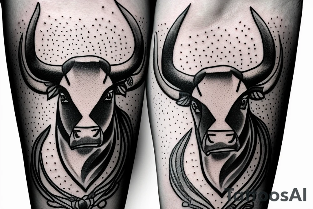 A Bull Taurus walking tattoo idea
