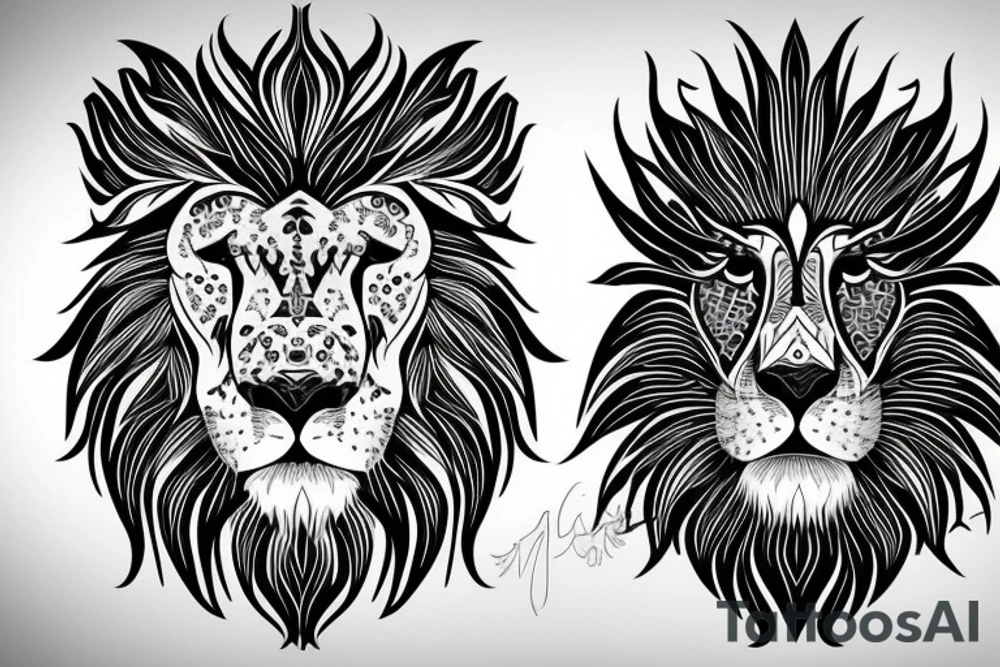 A lion Leo outline tattoo idea