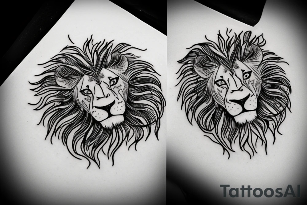 A lion Leo outline tattoo idea