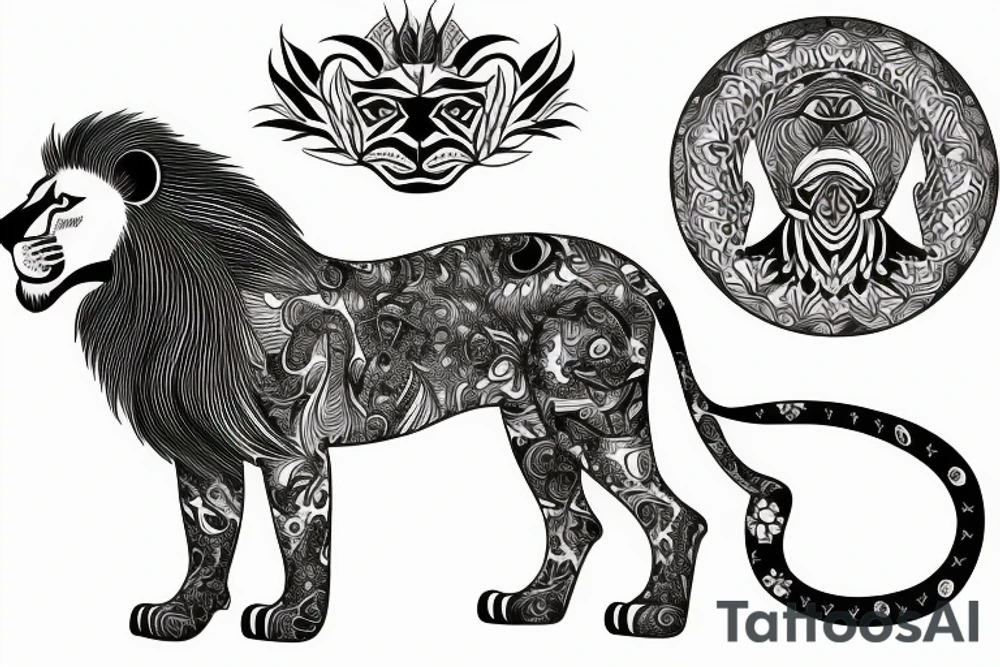 A lion Leo outline tattoo idea