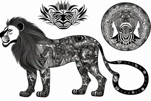 A lion Leo outline tattoo idea
