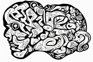 computer with brain tattoo idea