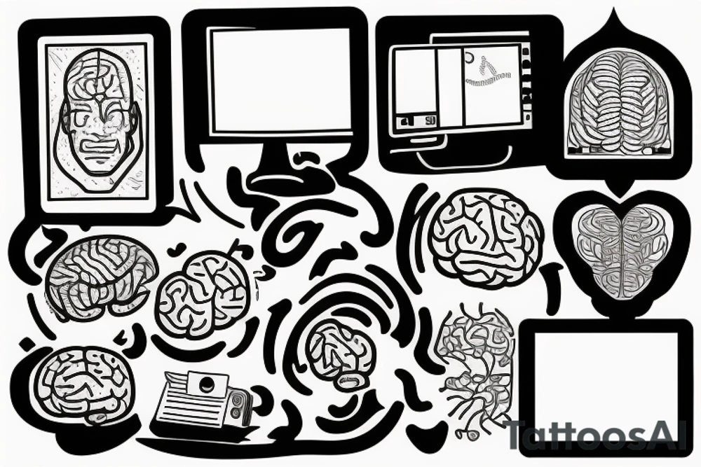 computer with brain tattoo idea