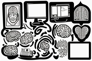 computer with brain tattoo idea