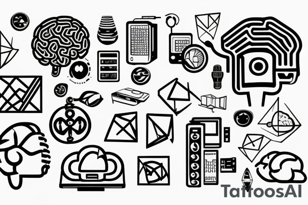 computer with brain tattoo idea