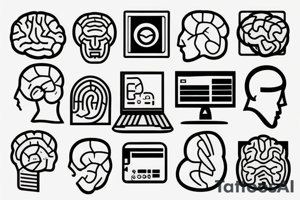 computer with brain tattoo idea