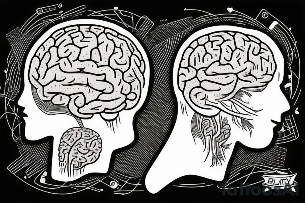 computer with brain tattoo idea