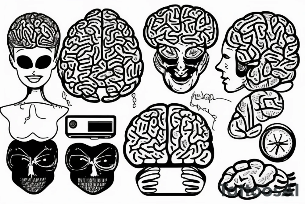 computer with brain tattoo idea
