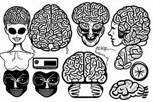 computer with brain tattoo idea