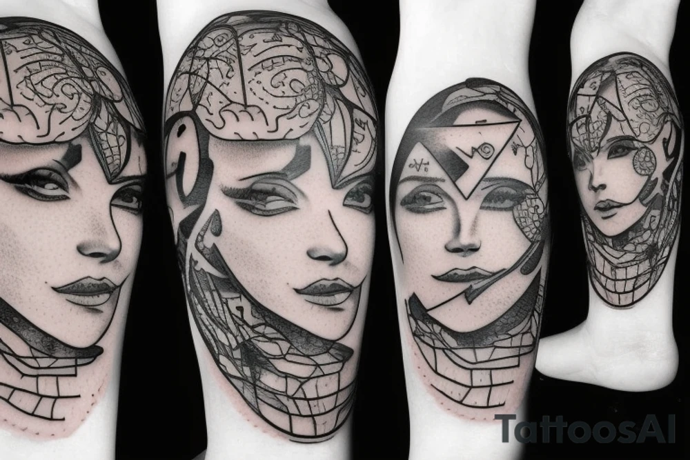 computer with brain tattoo idea
