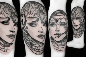 computer with brain tattoo idea