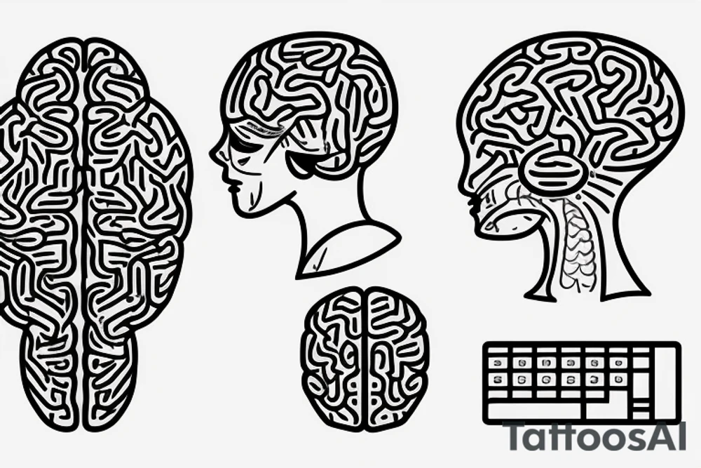 computer with brain tattoo idea
