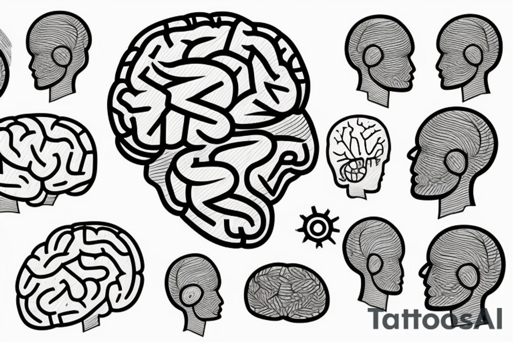 computer with brain tattoo idea