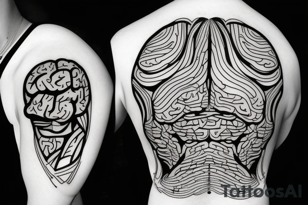 computer with brain tattoo idea