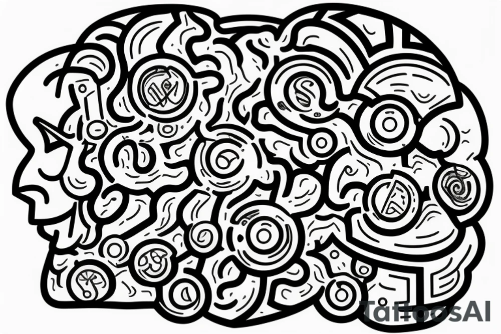 computer with brain tattoo idea