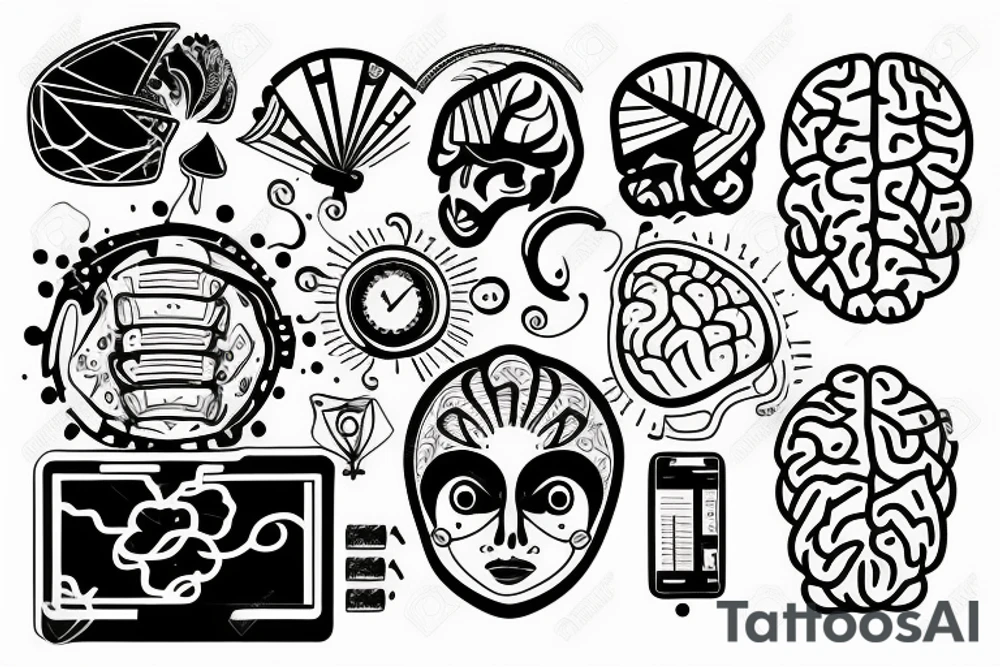 laptop with brain tattoo idea