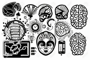 laptop with brain tattoo idea