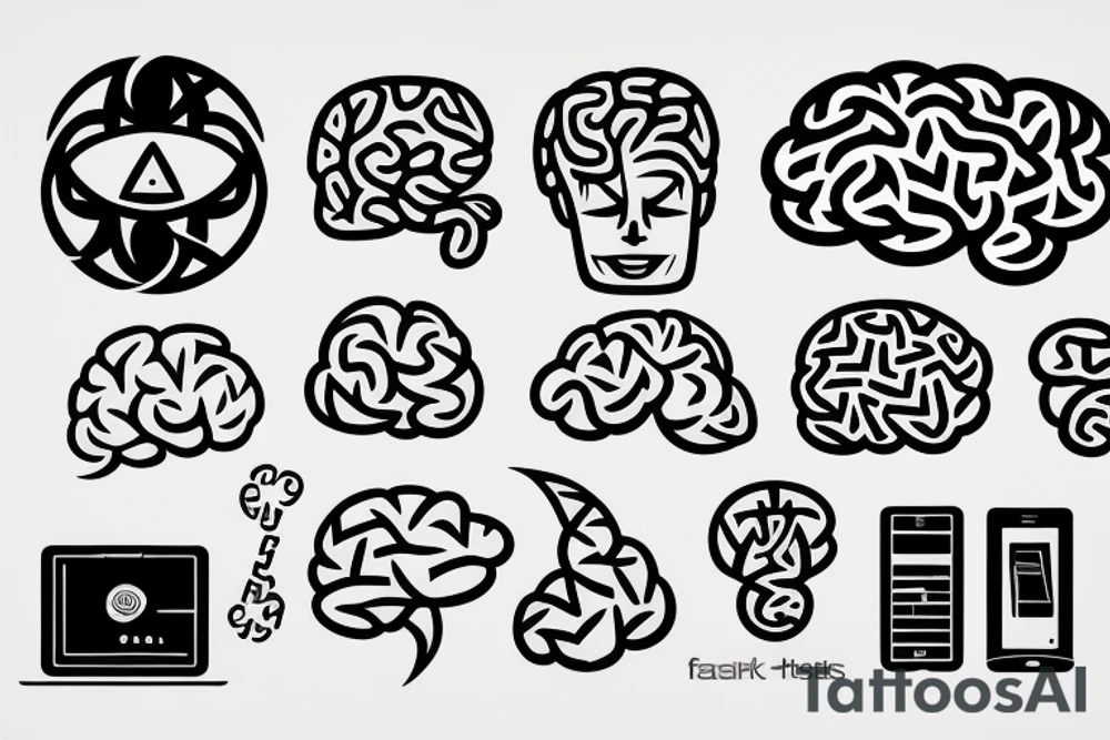 laptop with brain tattoo idea