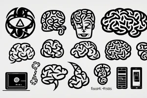 laptop with brain tattoo idea