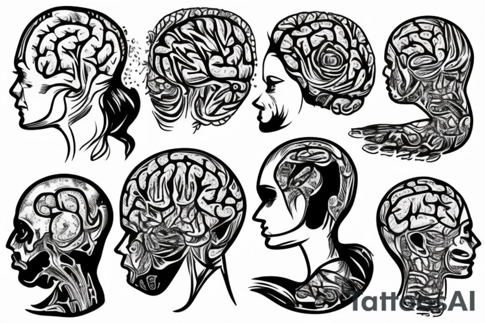 laptop with brain tattoo idea