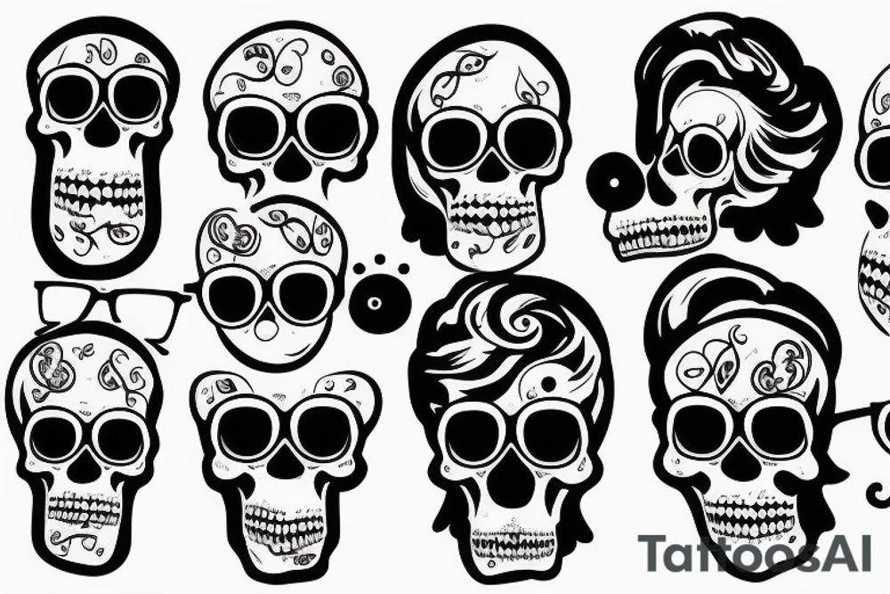 skull with glasses tattoo idea
