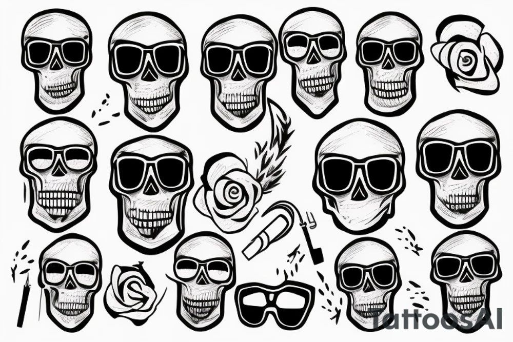 skull with glasses tattoo idea