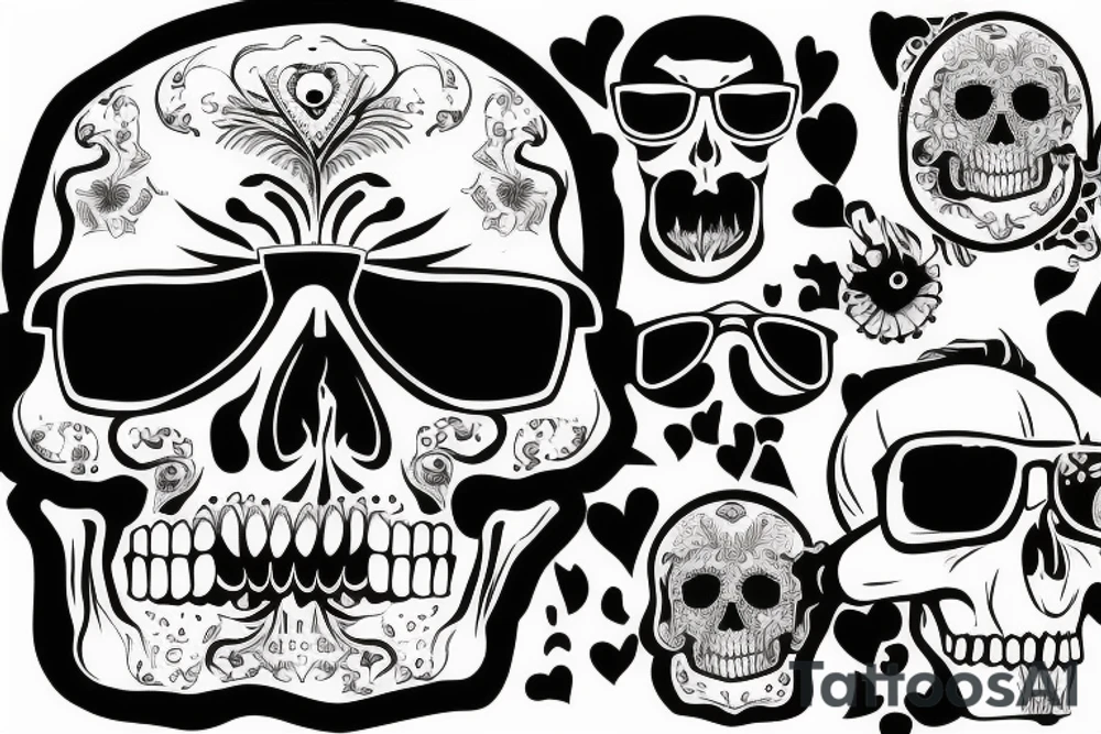 skull with glasses tattoo idea