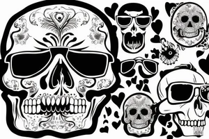 skull with glasses tattoo idea