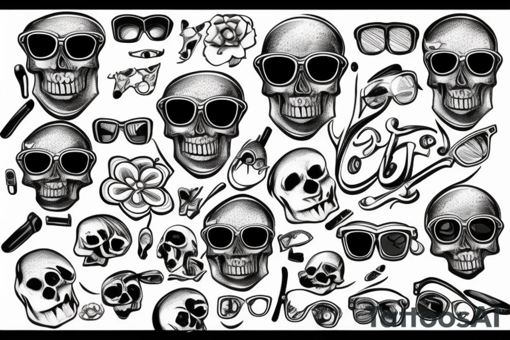 skull with glasses tattoo idea