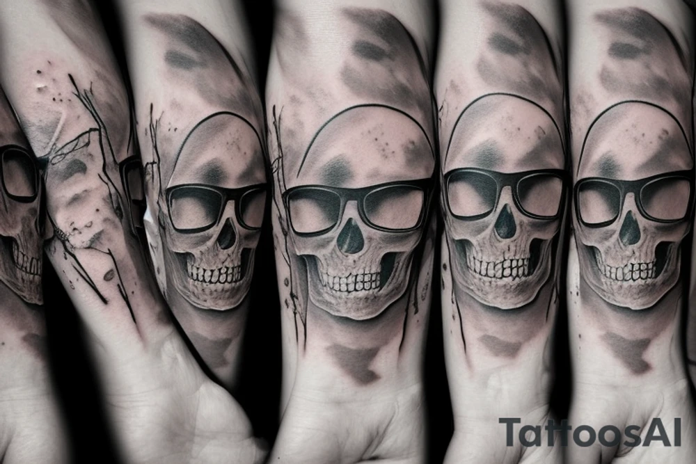 skull with glasses tattoo idea