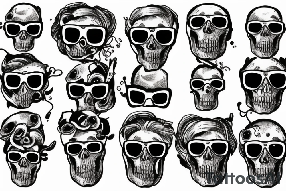 skull with glasses tattoo idea