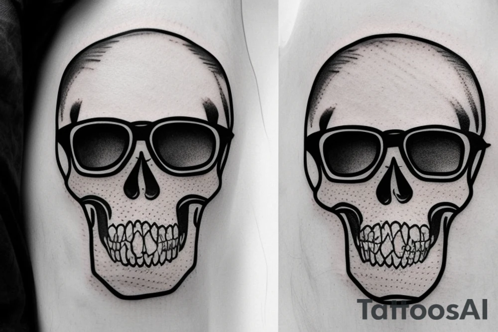 skull with glasses tattoo idea